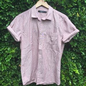 Pink Shirt with Blue Floral Print